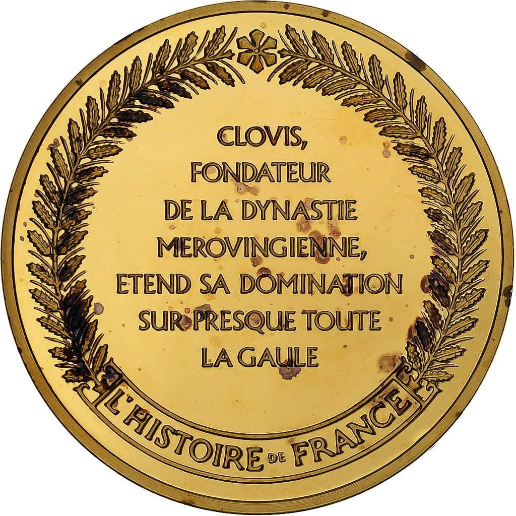 Francja, medal, Clovis Roi des Francs, Gold plated silver, L'Histoire de France