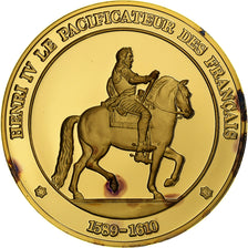 França, medalha, Henri IV, Gold plated silver, L'Histoire de France, MS(63)