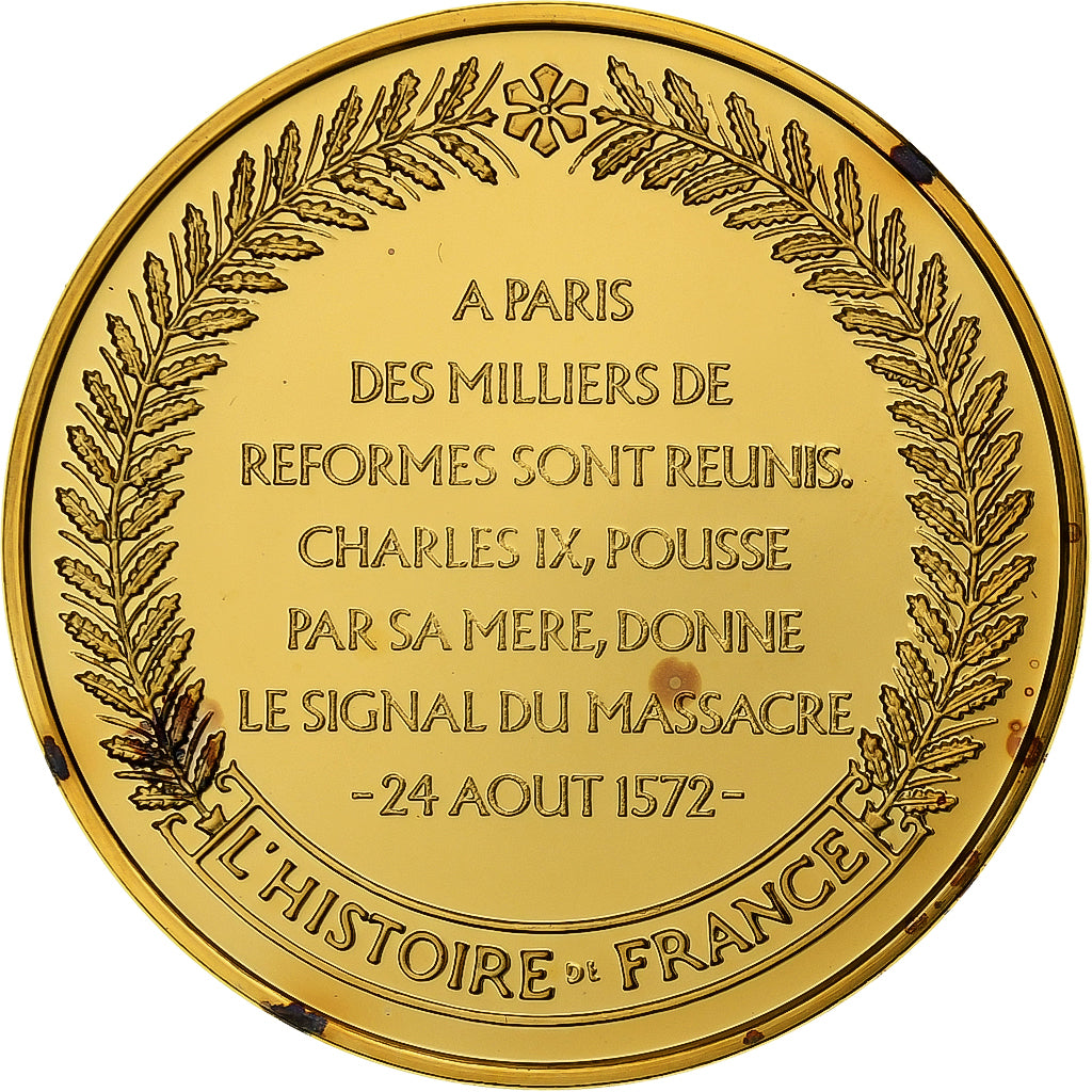 France, Medal, Massacre de la St. Barthélémy, Gold plated silver, MS(63)