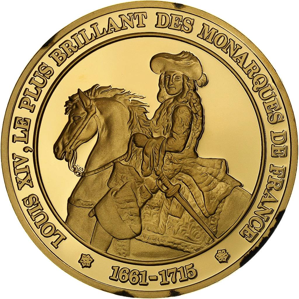 France, Médaille, Louis XIV, Gold plated silver, L'Histoire de France, SPL