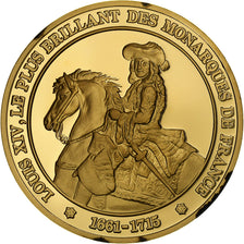 France, Médaille, Louis XIV, Gold plated silver, L'Histoire de France, SPL
