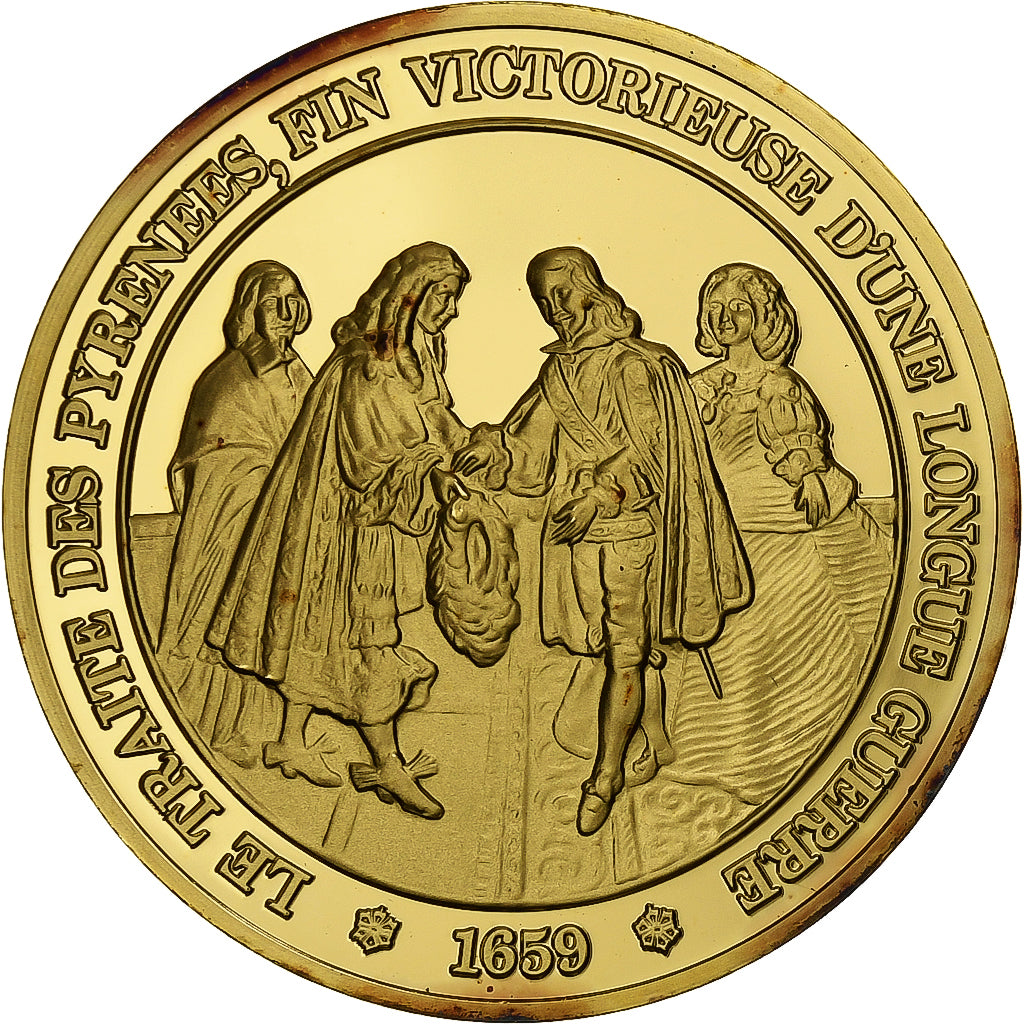 Francia, medalla, Traité des Pyrénees, Gold plated silver, L'Histoire de