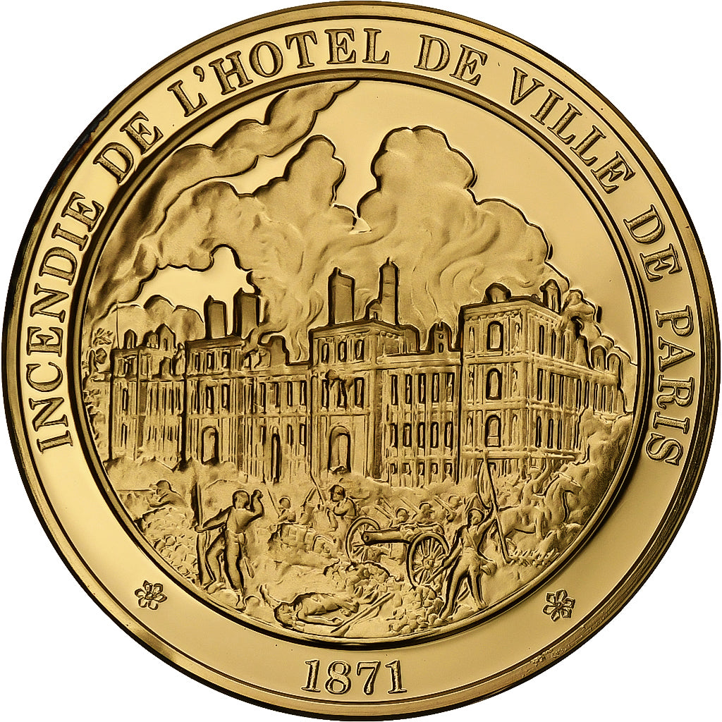 Francia, medalla, Paris - Hotel de ville, Gold plated silver, L'Histoire de