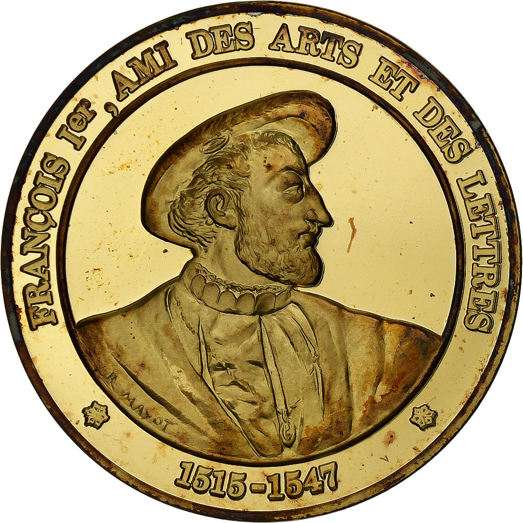 France, Medal, François Ier, Gold plated silver, L'Histoire de France, MS(63)