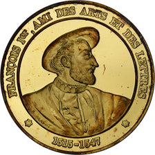 France, Medal, François Ier, Gold plated silver, L'Histoire de France, MS(63)
