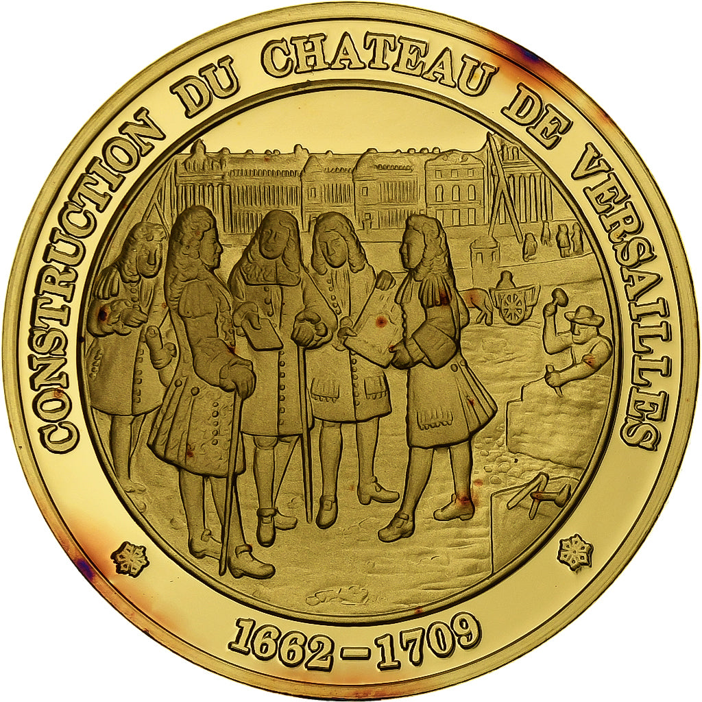 France, Medal, Construction du Château de Versailles, Gold plated silver