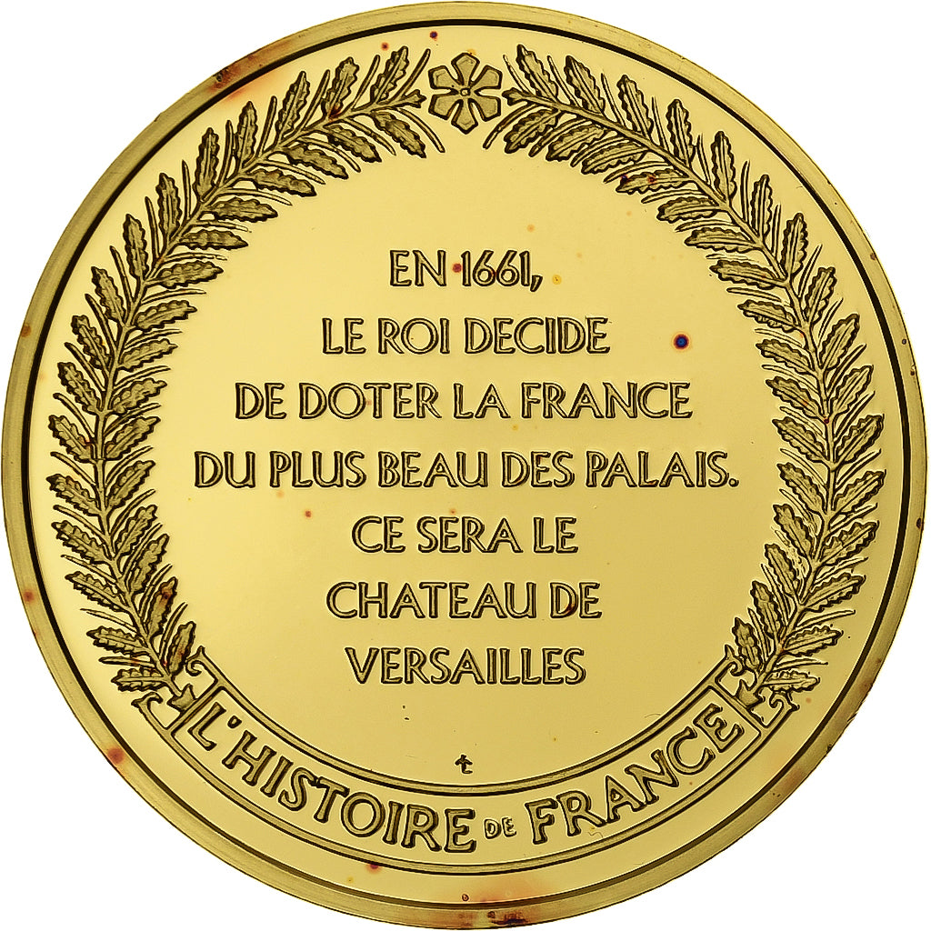 France, Medal, Construction du Château de Versailles, Gold plated silver