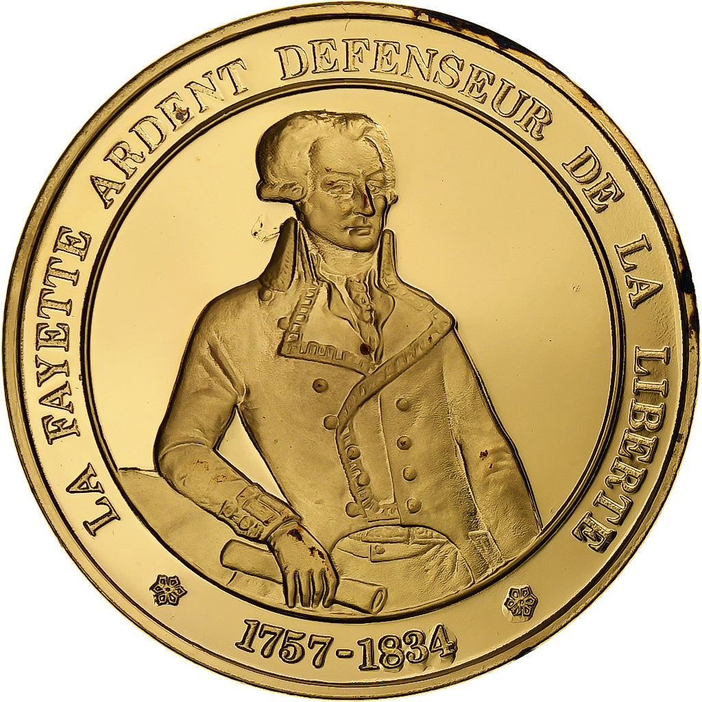 Francia, medalla, La Fayette, Gold plated silver, L'Histoire de France, SC
