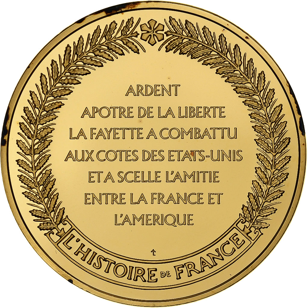 Francia, medalla, La Fayette, Gold plated silver, L'Histoire de France, SC