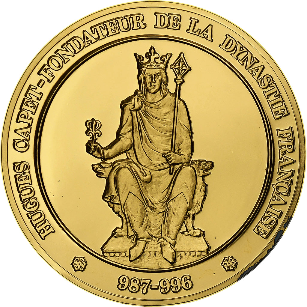 France, Medal, Hugues Capet, Gold plated silver, L'Histoire de France, MS(63)