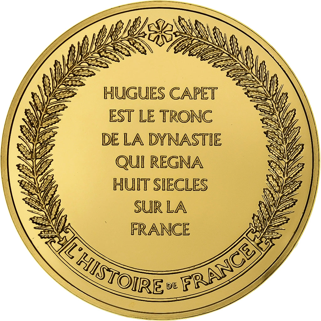 France, Medal, Hugues Capet, Gold plated silver, L'Histoire de France, MS(63)