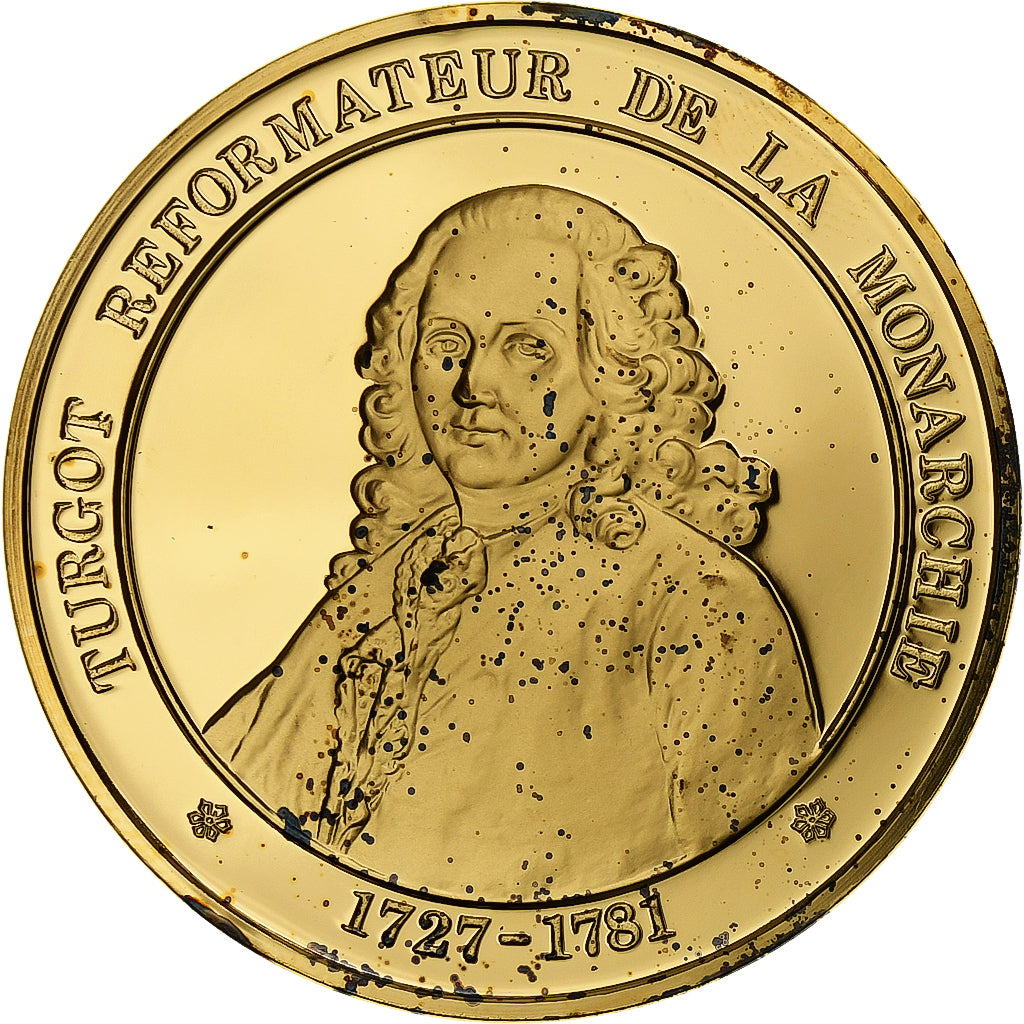 Francia, medalla, Turgot, Gold plated silver, L'Histoire de France, SC