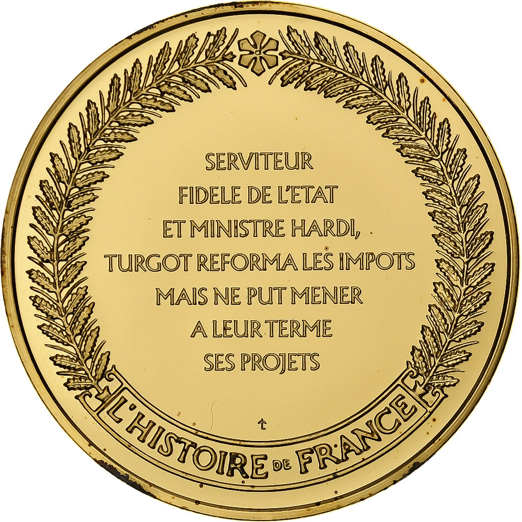Francia, medalla, Turgot, Gold plated silver, L'Histoire de France, SC