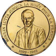 Frankrijk, Medaille, Jean Moulin, Gold plated silver, L'Histoire de France, UNC-