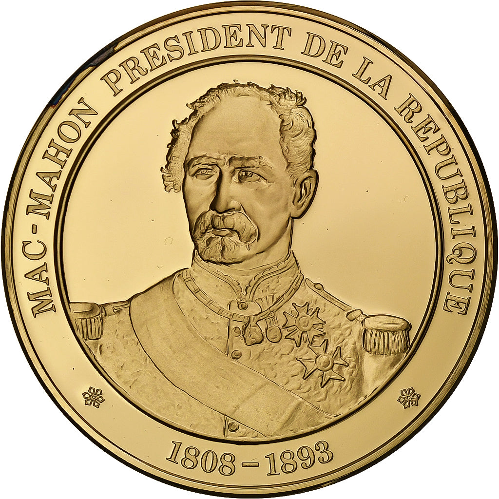 France, Medal, Mac Mahon, Gold plated silver, L'Histoire de France, MS(63)