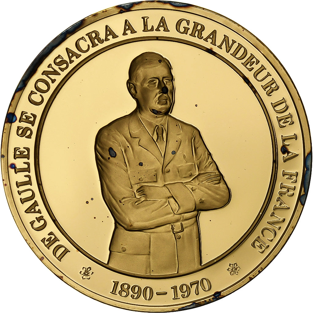 Francia, medaglia, Charles de Gaulle, Gold plated silver, L'Histoire de France