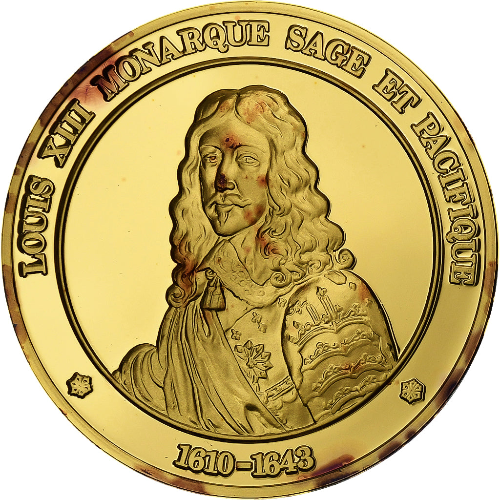 Francja, medal, Ludwik XIII, Gold plated silver, L'Histoire de France, MS(63)