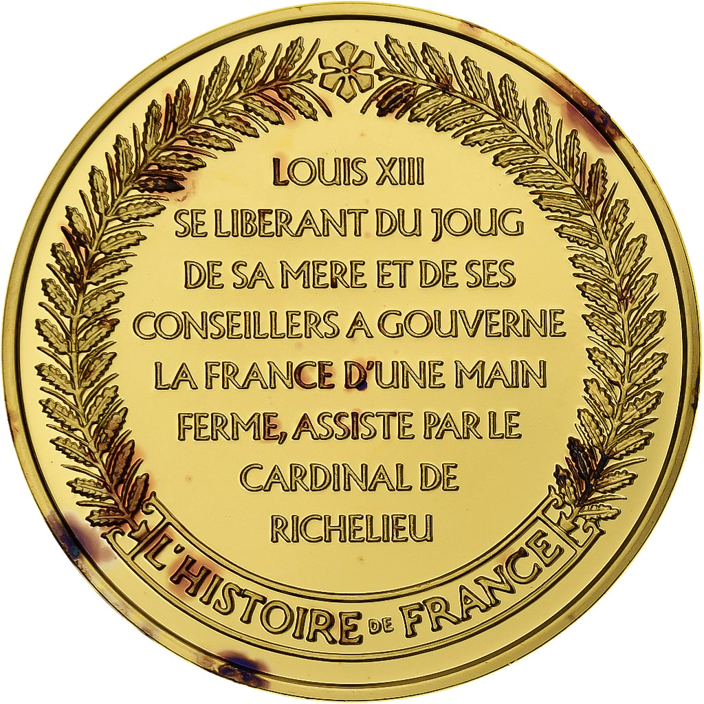 Francja, medal, Ludwik XIII, Gold plated silver, L'Histoire de France, MS(63)