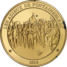 France, Médaille, Napoléon Ier, Adieux de Fontainebleau (1814), Gold plated