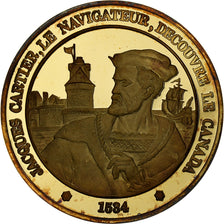 Frankrijk, Medaille, Jacques Cartier, Gold plated silver, L'Histoire de France