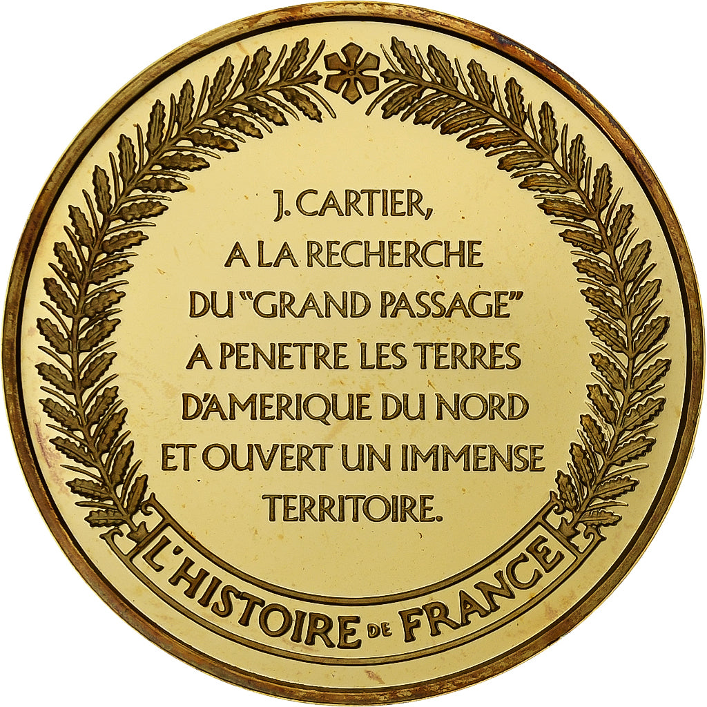 Frankrijk, Medaille, Jacques Cartier, Gold plated silver, L'Histoire de France