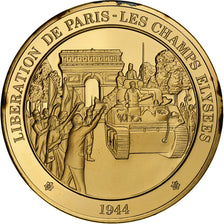 Francia, medalla, LIbération de Paris, Gold plated silver, L'Histoire de