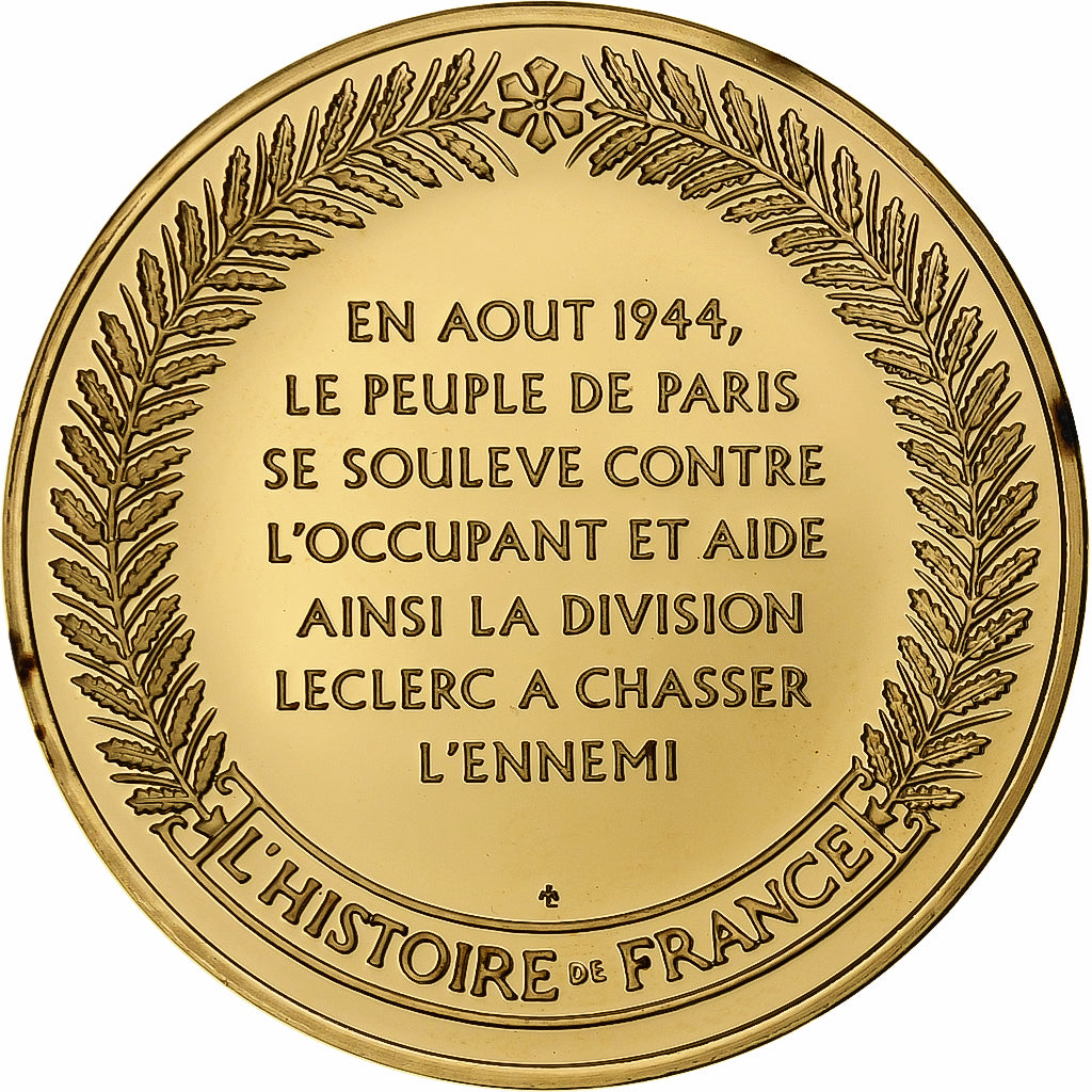 Francia, medalla, LIbération de Paris, Gold plated silver, L'Histoire de