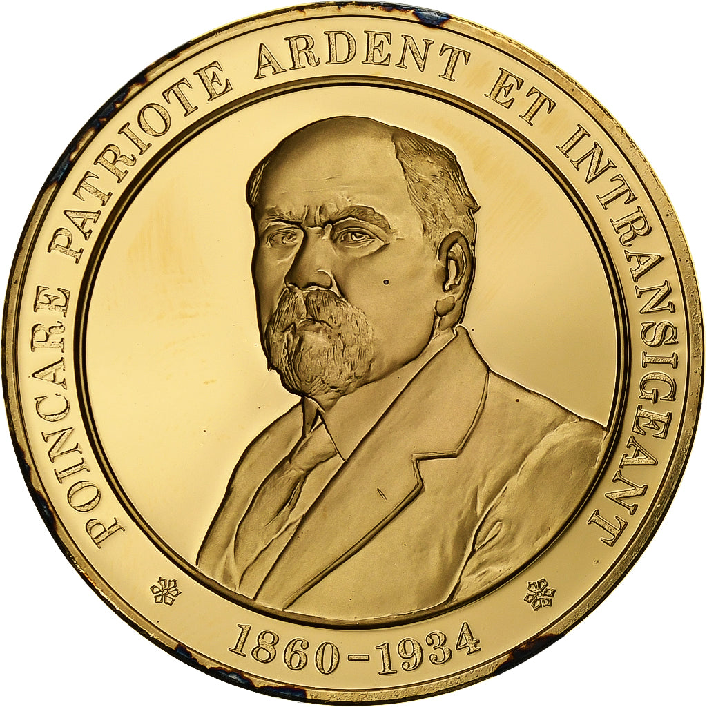 France, Medal, Raymond Poincaré, Gold plated silver, L'Histoire de France