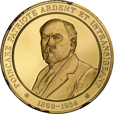 France, Medal, Raymond Poincaré, Gold plated silver, L'Histoire de France