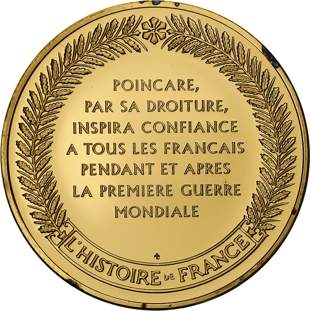 France, Medal, Raymond Poincaré, Gold plated silver, L'Histoire de France