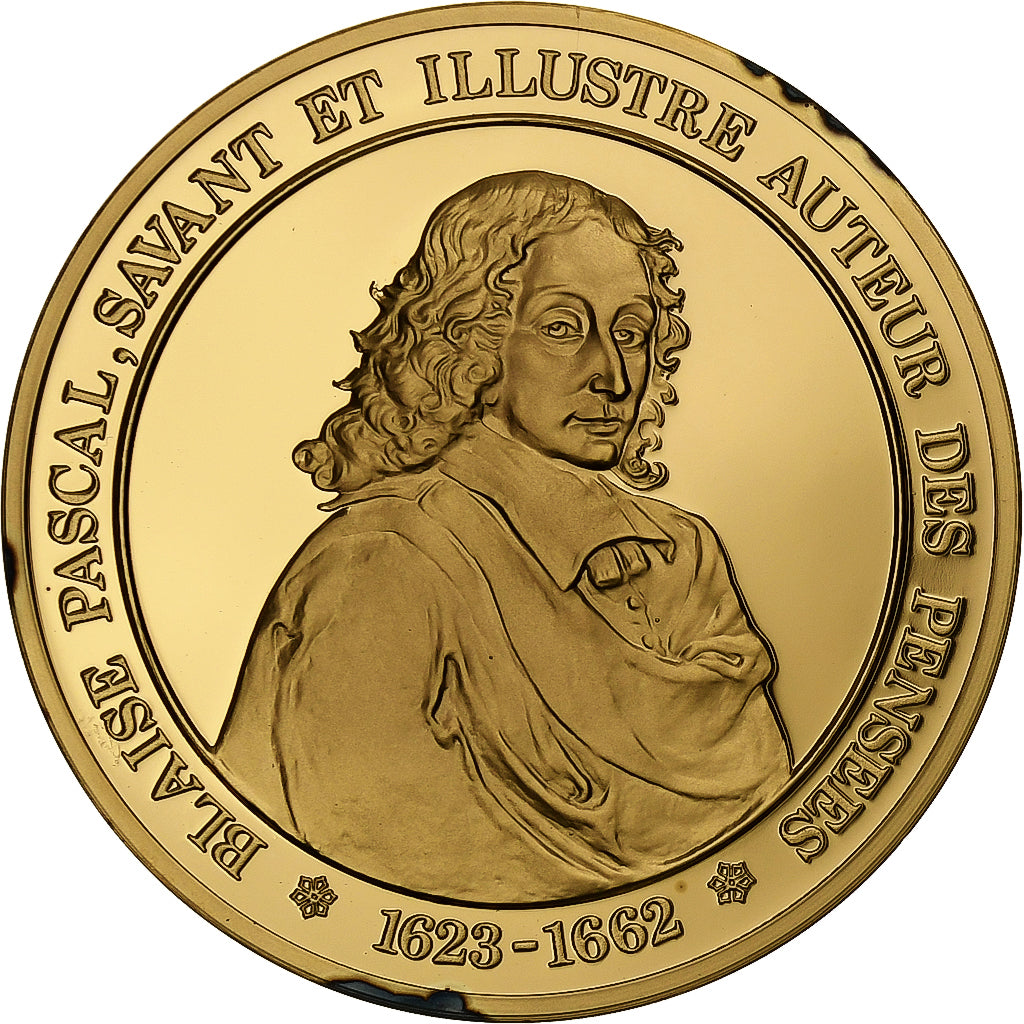 France, Medal, Blaise Pascal, Gold plated silver, L'Histoire de France, MS(63)