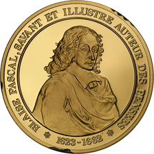 France, Medal, Blaise Pascal, Gold plated silver, L'Histoire de France, MS(63)
