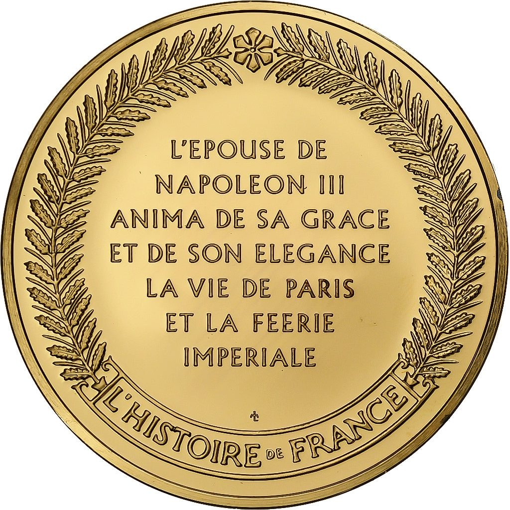 Francia, medalla, Impératrice Eugénie, Gold plated silver, L'Histoire de