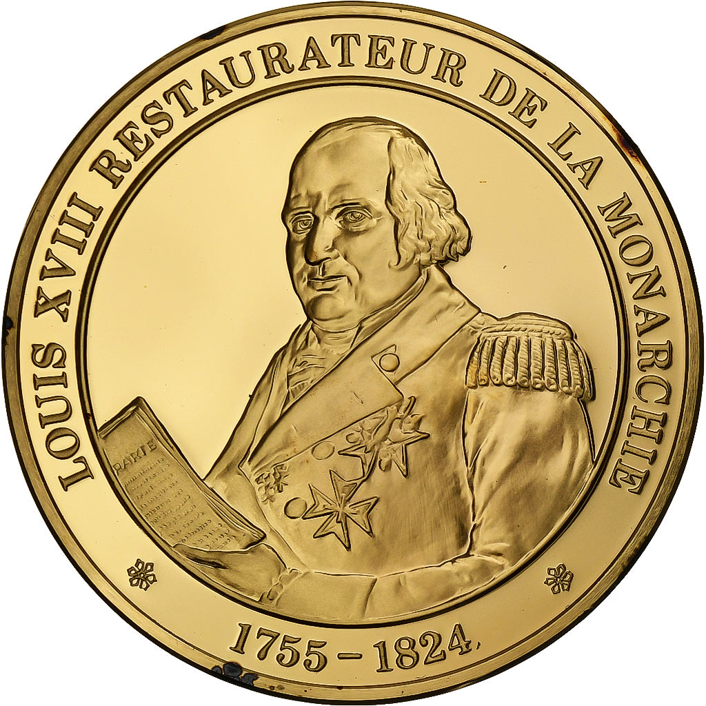 France, Medal, Louis XVIII, Gold plated silver, L'Histoire de France, MS(63)