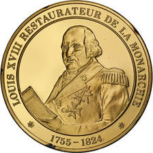 France, Medal, Louis XVIII, Gold plated silver, L'Histoire de France, MS(63)
