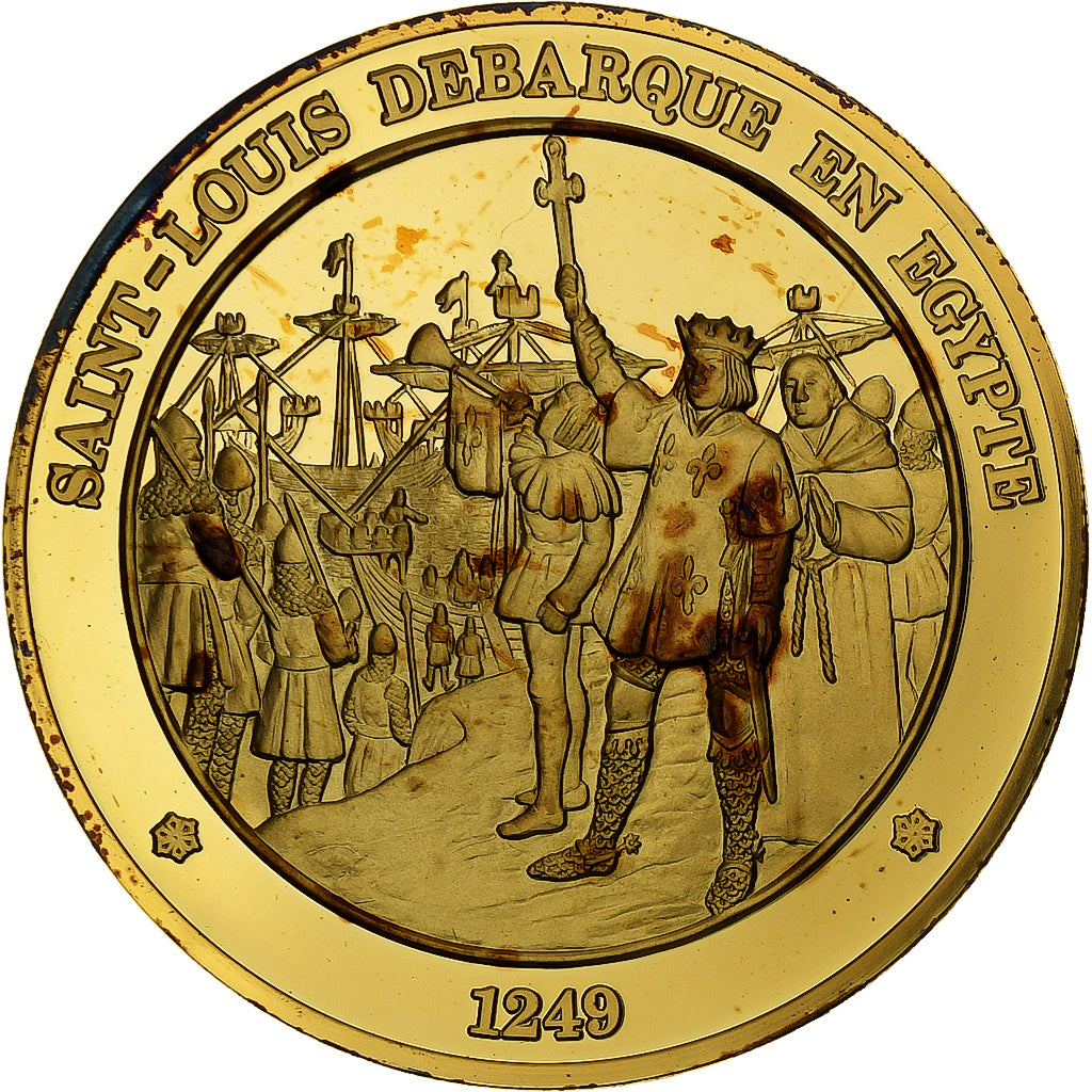 France, Medal, Saint Louis, Gold plated silver, L'Histoire de France, MS(63)