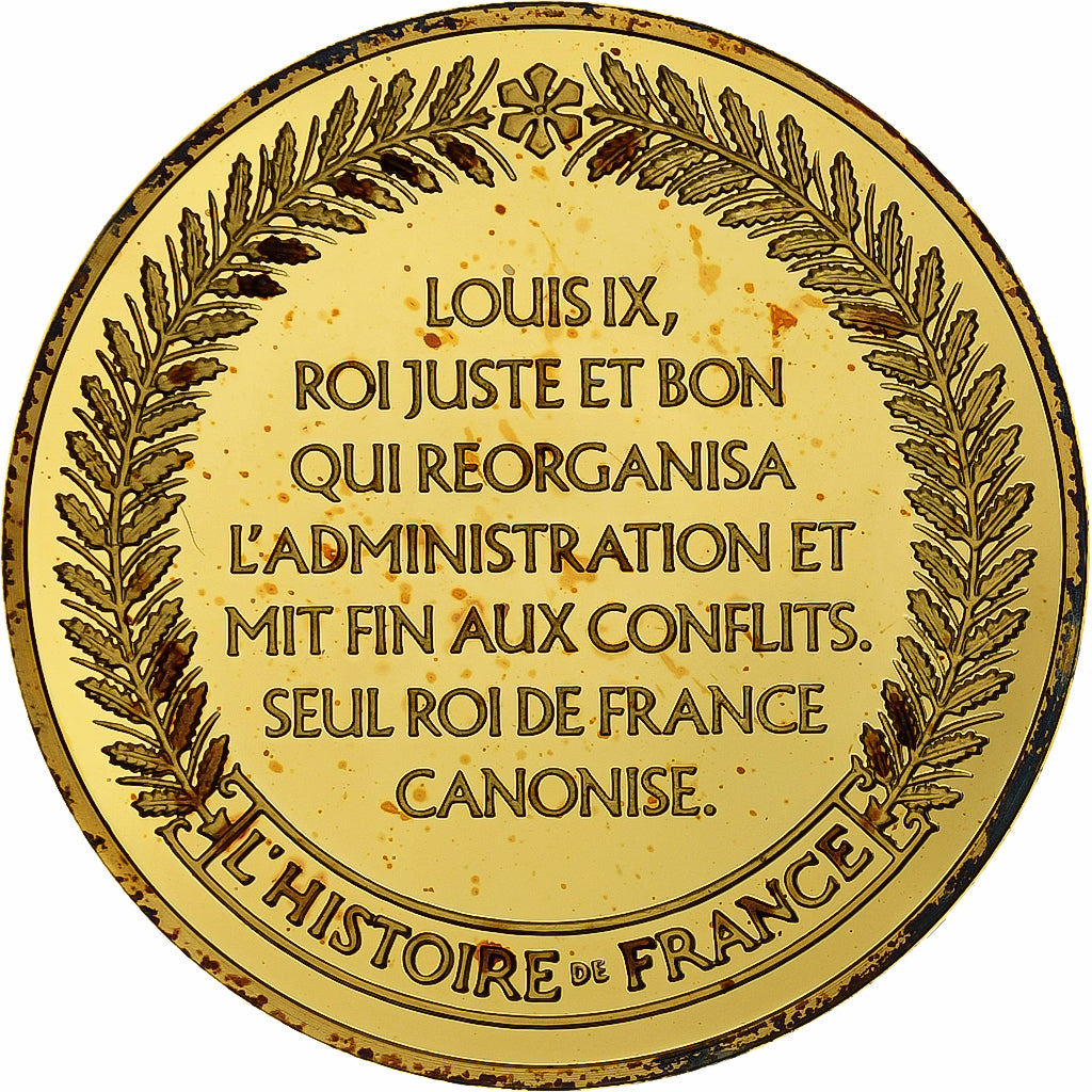 France, Medal, Saint Louis, Gold plated silver, L'Histoire de France, MS(63)