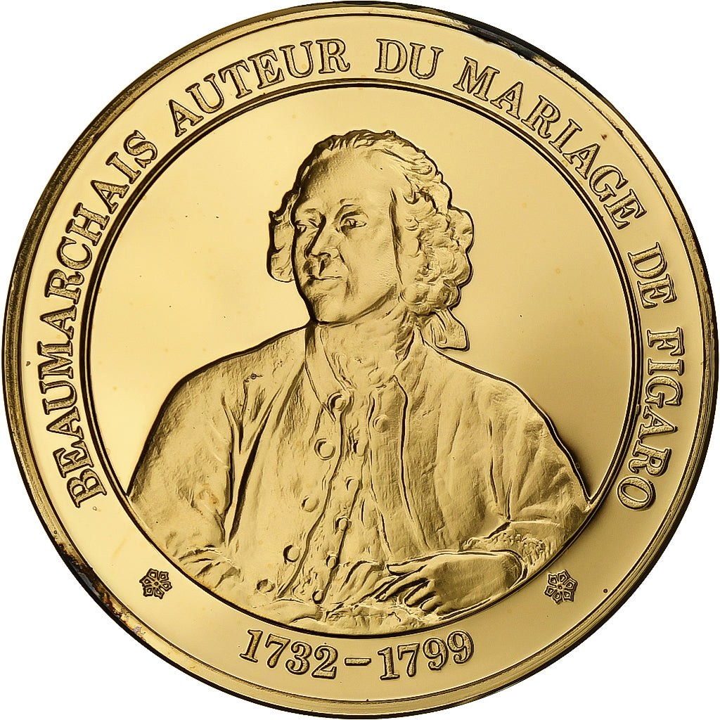 Francia, medalla, Beaumarchais, Gold plated silver, L'Histoire de France, SC
