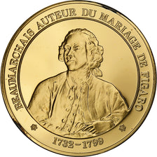 Francia, medalla, Beaumarchais, Gold plated silver, L'Histoire de France, SC
