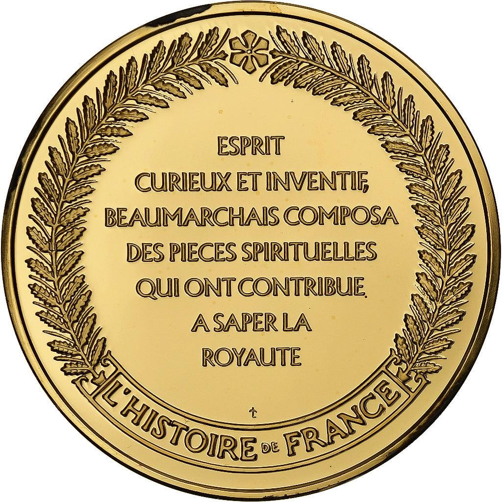 Francia, medalla, Beaumarchais, Gold plated silver, L'Histoire de France, SC