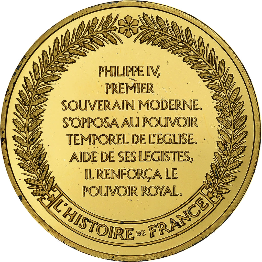 Frankrijk, Medaille, Philippe le Bel, Gold plated silver, L'Histoire de France