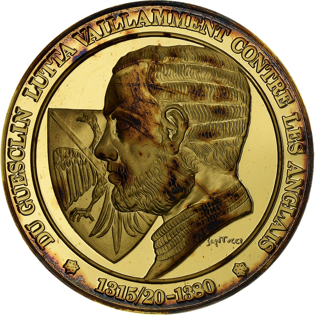 Francja, medal, Du Guesclin, Gold plated silver, L'Histoire de France, MS(63)