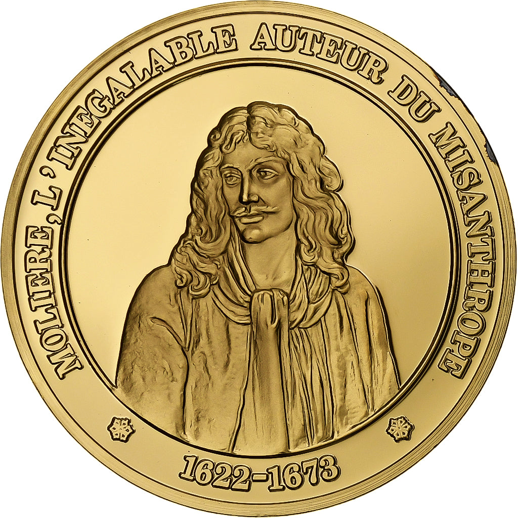 France, Medal, Molière, Gold plated silver, L'Histoire de France, MS(63)