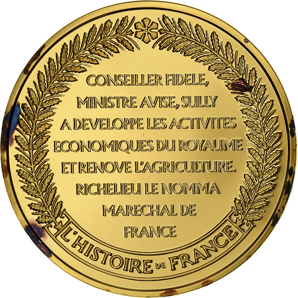 France, Medal, Sully, Gold plated silver, L'Histoire de France, MS(63)