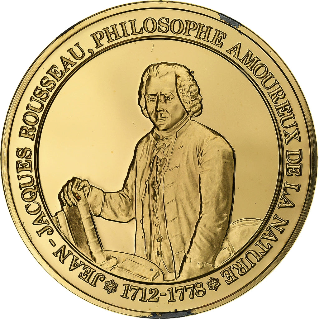 Francja, medal, Jean-Jacques Rousseau, Gold plated silver, L'Histoire de France