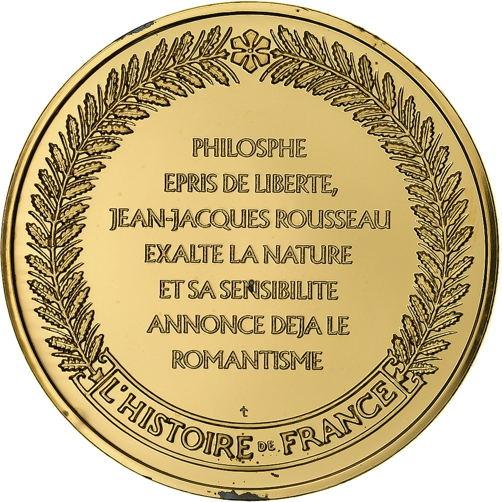 Francja, medal, Jean-Jacques Rousseau, Gold plated silver, L'Histoire de France