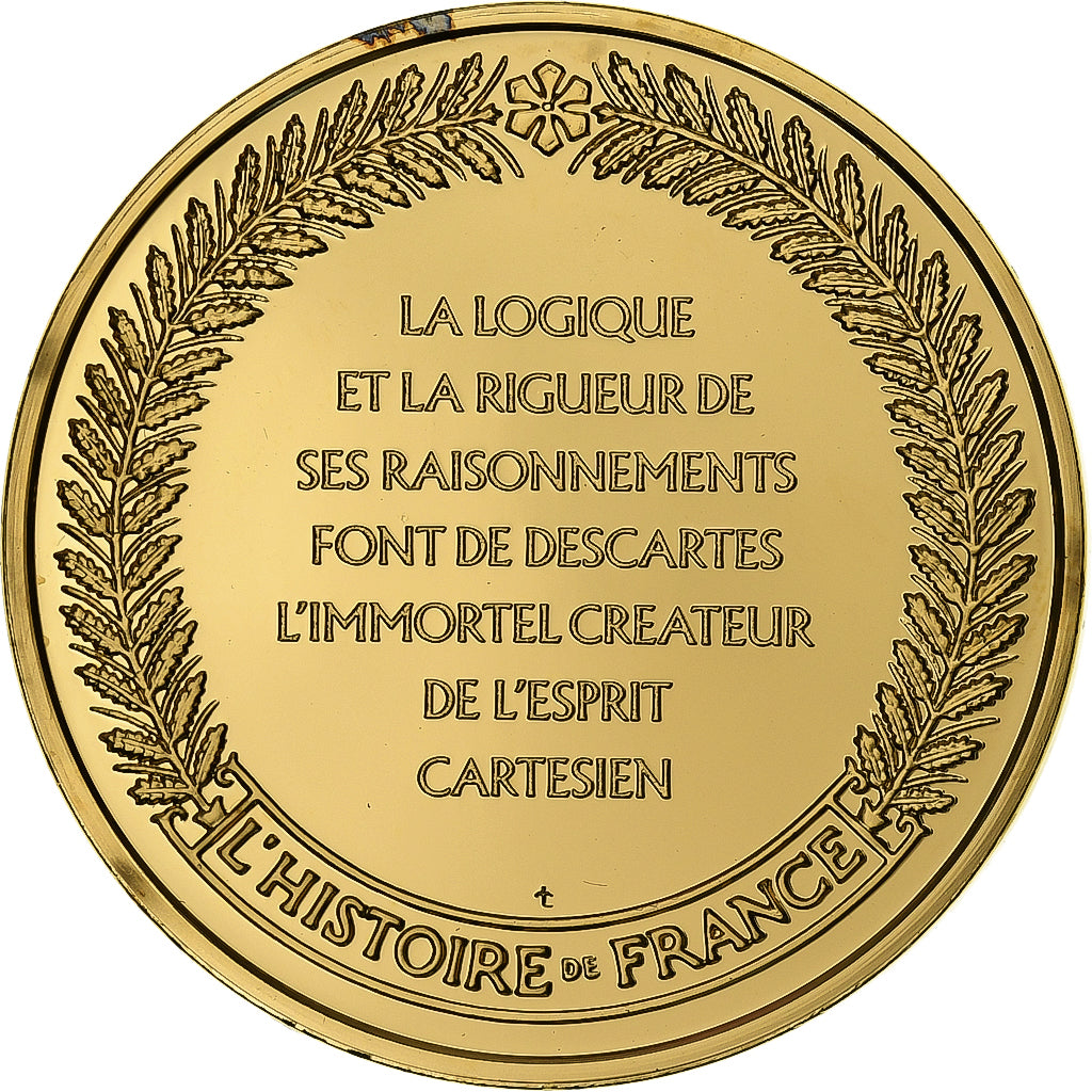Francia, medaglia, Descartes, Gold plated silver, L'Histoire de France, SPL