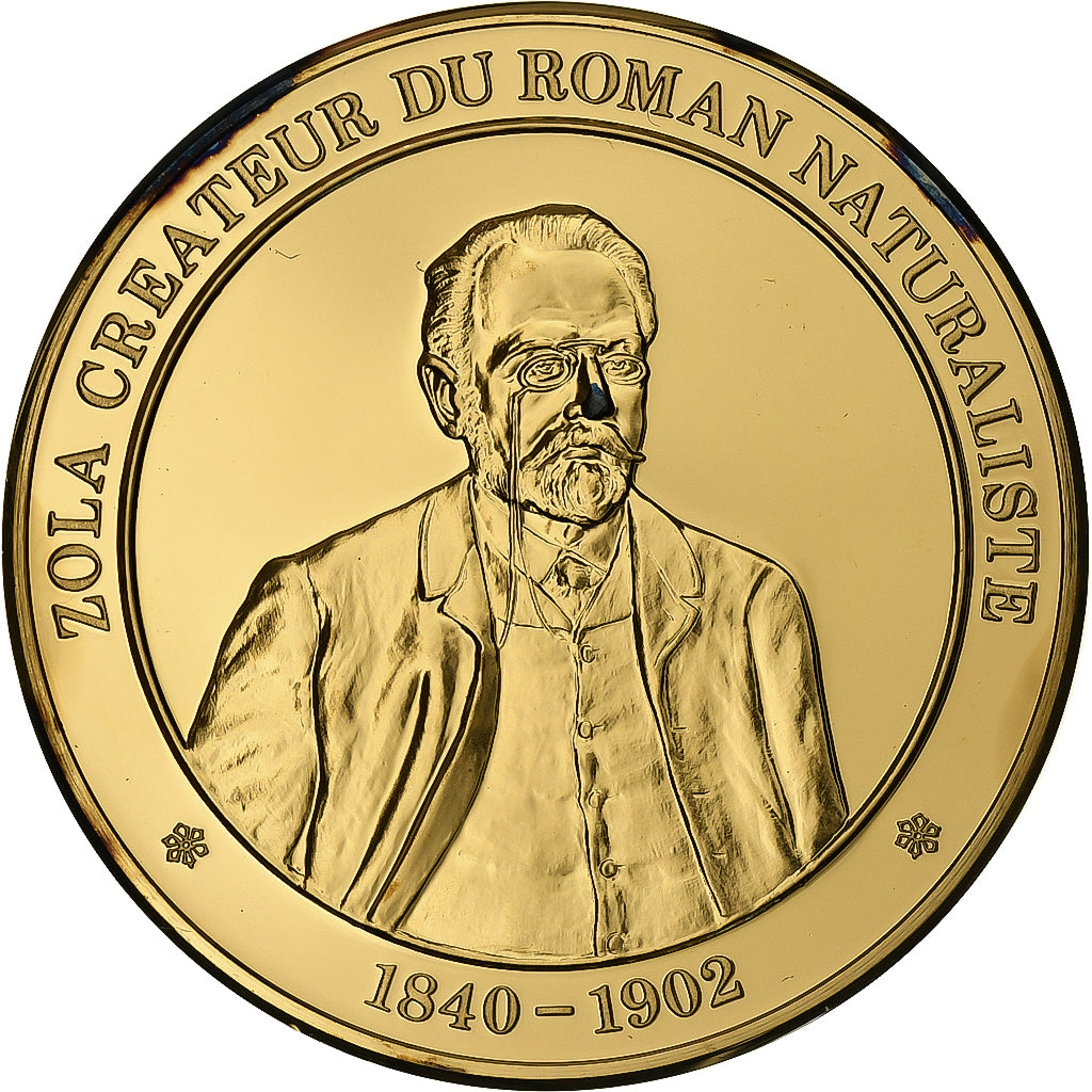 Frankrijk, Medaille, Émile Zola, Gold plated silver, L'Histoire de France, UNC-