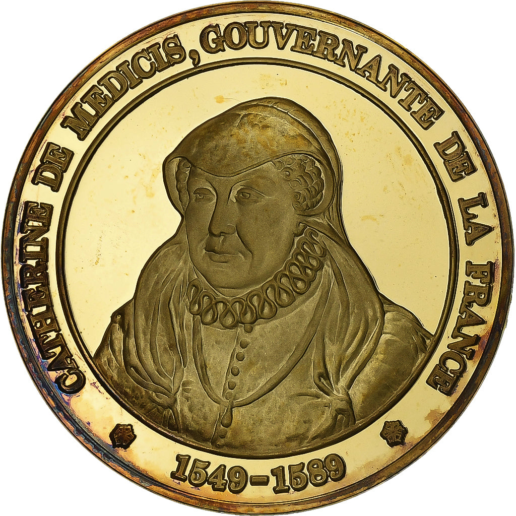 Francia, medalla, Catherine de Médicis, Gold plated silver, L'Histoire de