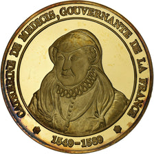 Francia, medalla, Catherine de Médicis, Gold plated silver, L'Histoire de